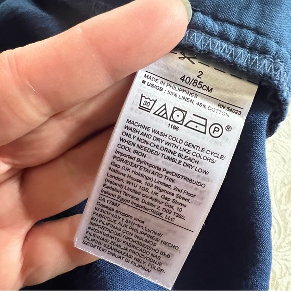 Banana Republic Blue W Sz2 Romper Button  w/Belt Bloom Short sleeves Line Cotton - Picture 15 of 16